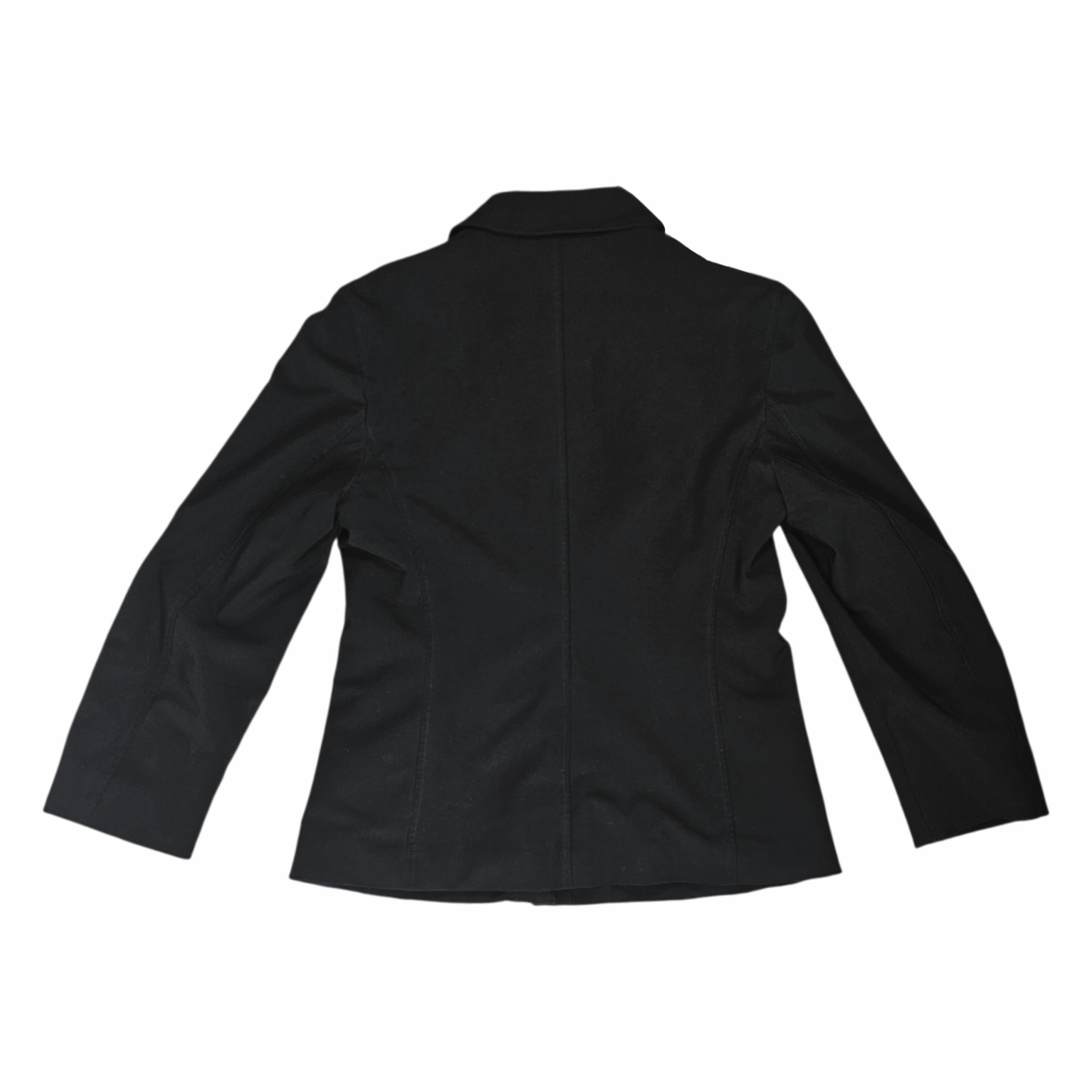 Prada Milano black fitted tailored jacket, Made in Italy, size 42, with sculpted seam detailing, full lining, Prada branded zips and pockets.