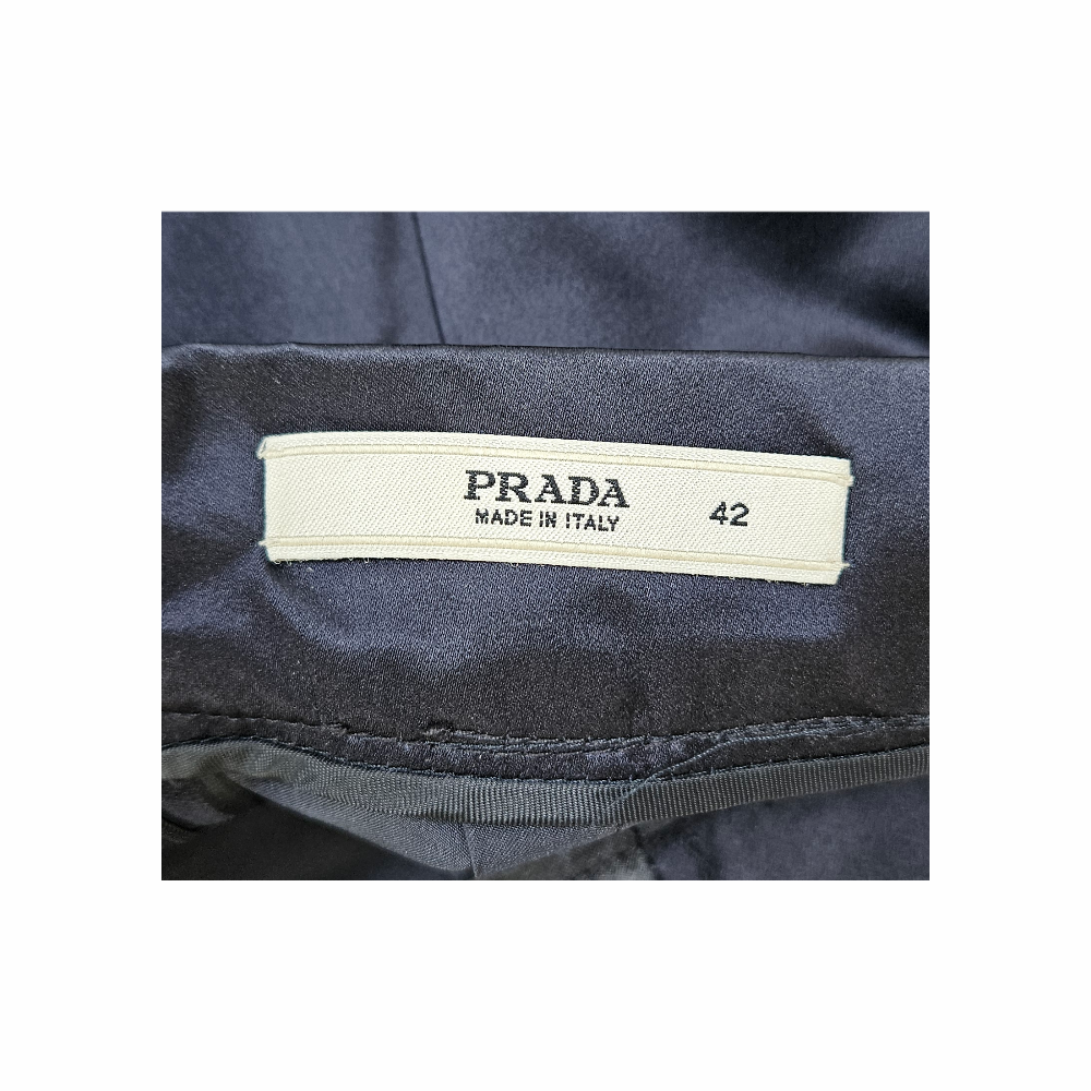 Prada vintage silk skirt navy blue midi IT 42 oversized pocket skirt Miuccia Prada 1990s 2000s Made in Italy- Minimalist designer skirt
