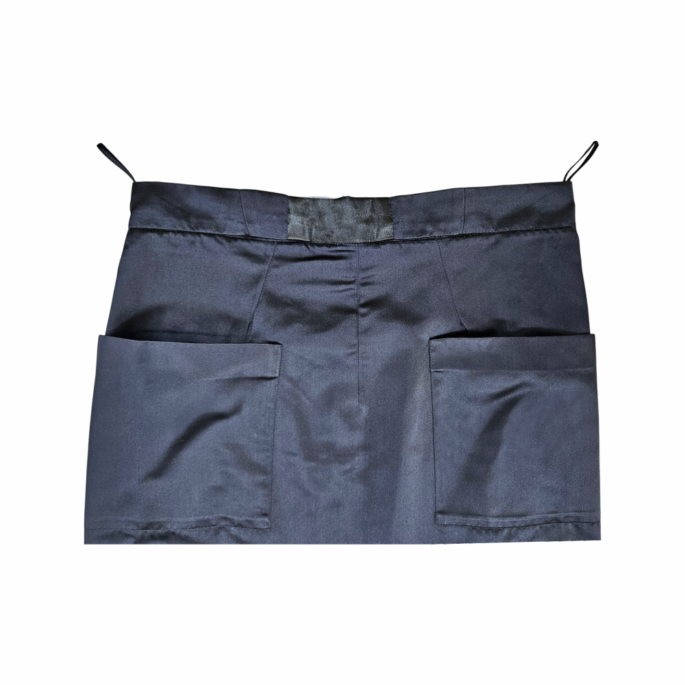 Prada vintage silk skirt navy blue midi IT 42 oversized pocket skirt Miuccia Prada 1990s 2000s Made in Italy- Minimalist designer skirt