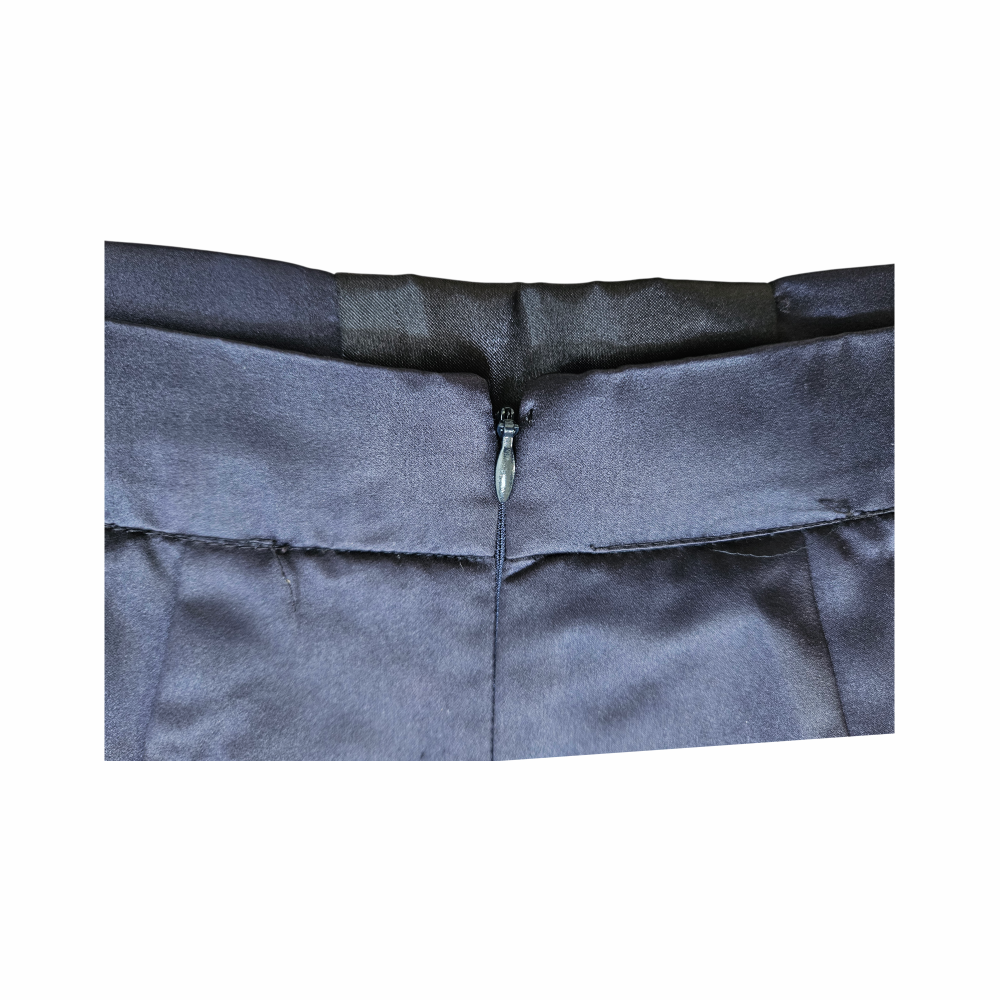 Prada vintage silk skirt navy blue midi IT 42 oversized pocket skirt Miuccia Prada 1990s 2000s Made in Italy- Minimalist designer skirt