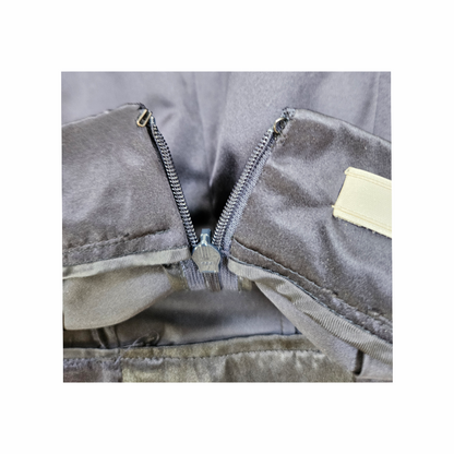 Prada vintage silk skirt navy blue midi IT 42 oversized pocket skirt Miuccia Prada 1990s 2000s Made in Italy- Minimalist designer skirt