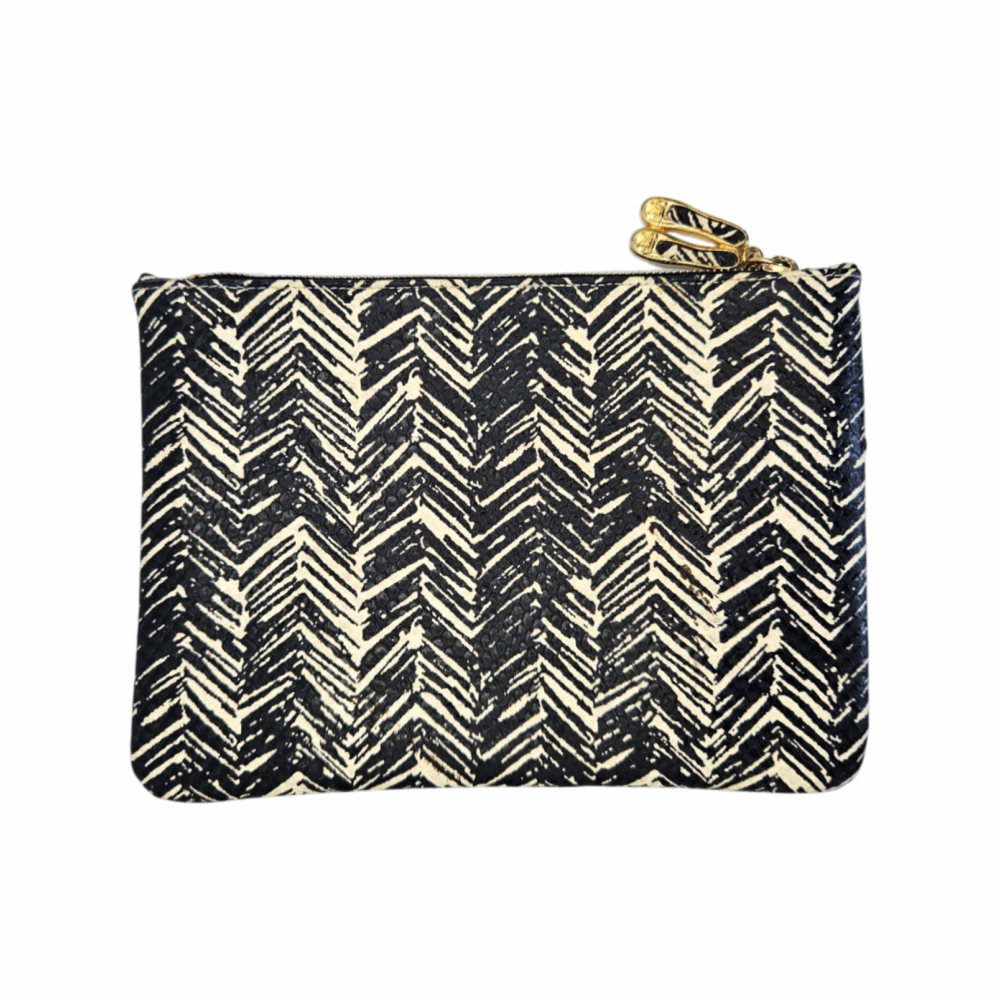 Leather Chevron Print Cosmetic Pouch - Pretty Ballerinas