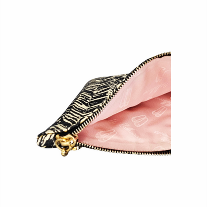 Leather Chevron Print Cosmetic Pouch - Pretty Ballerinas