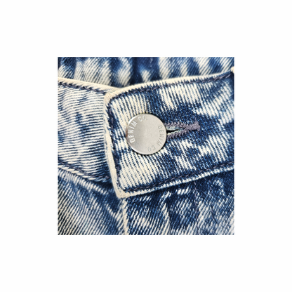 Upstyled Denim Co.Acid-Wash Denim Bermuda Shorts with Dyed Lace Hem