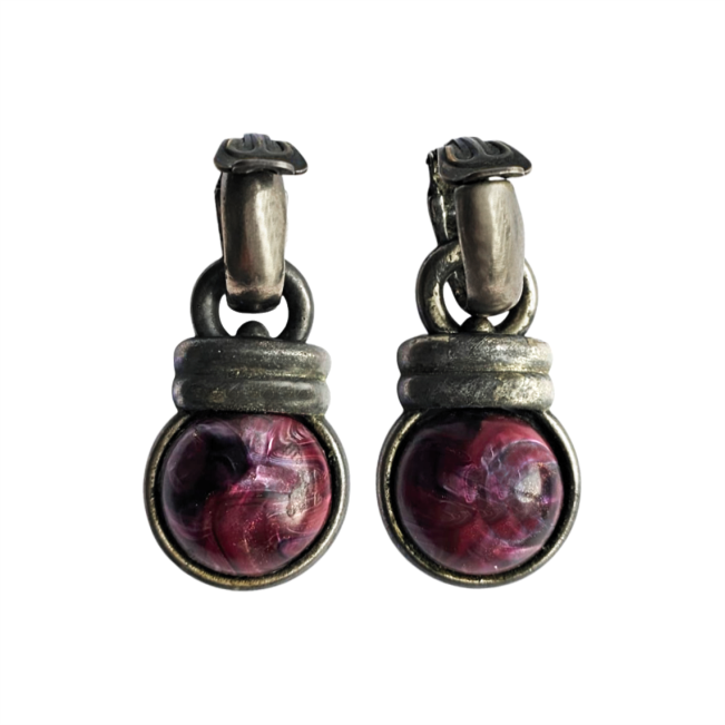 Clip - On SIlver Antique Style Earrings