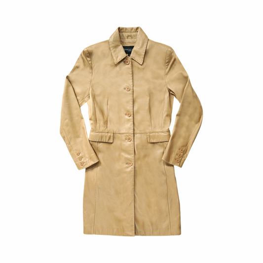 Vintage Y2K Tan Leather Three-Quarter Coat - Reaction by Kenneth Cole