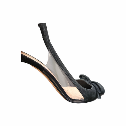 Black Suede Bow Slingback Pump - RED Valentino