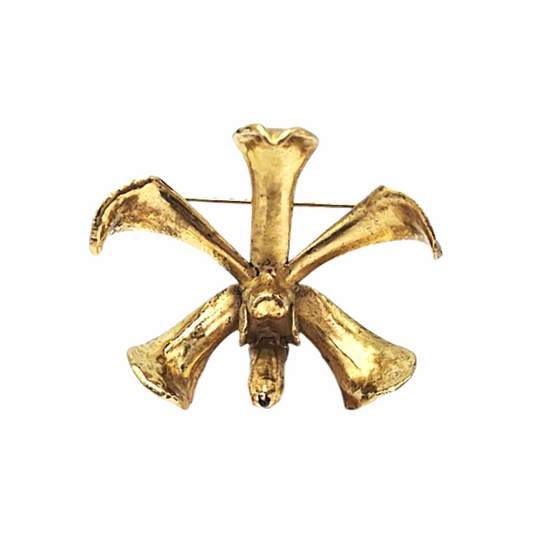 Vintage Gold-Plated Orchid Brooch - Risis