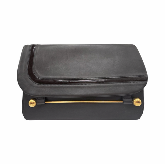 ‘Clio’ Leather Clutch Bag with Brass Bar  - Rupert Sanderson