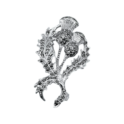 Vintage 1950s Silver Tone & Marcasite Thistle Flower Brooch - BJL - Re:Velvet