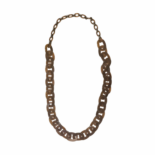 ’S Max Mara long tortoiseshell brown resin chain necklace