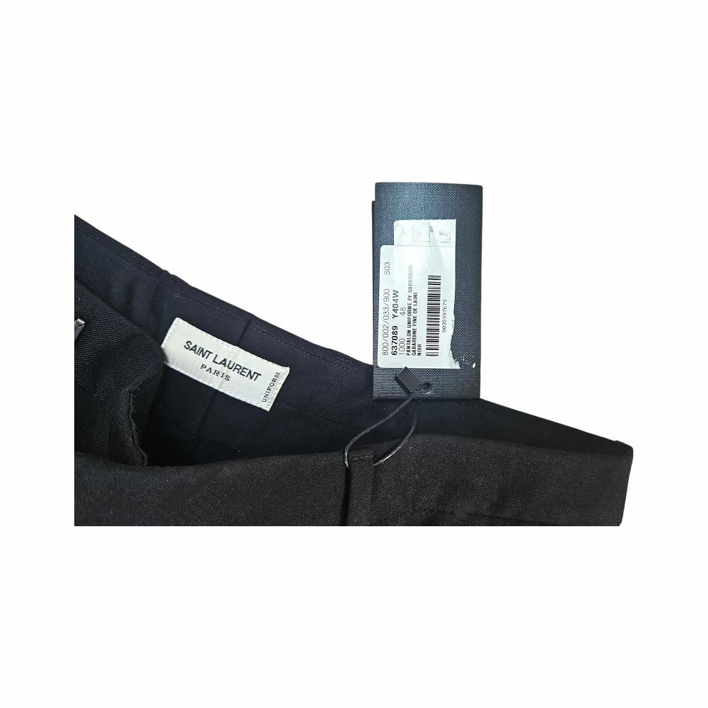 Black Wool Gabardine Tapered Suit Trousers- Saint Laurent