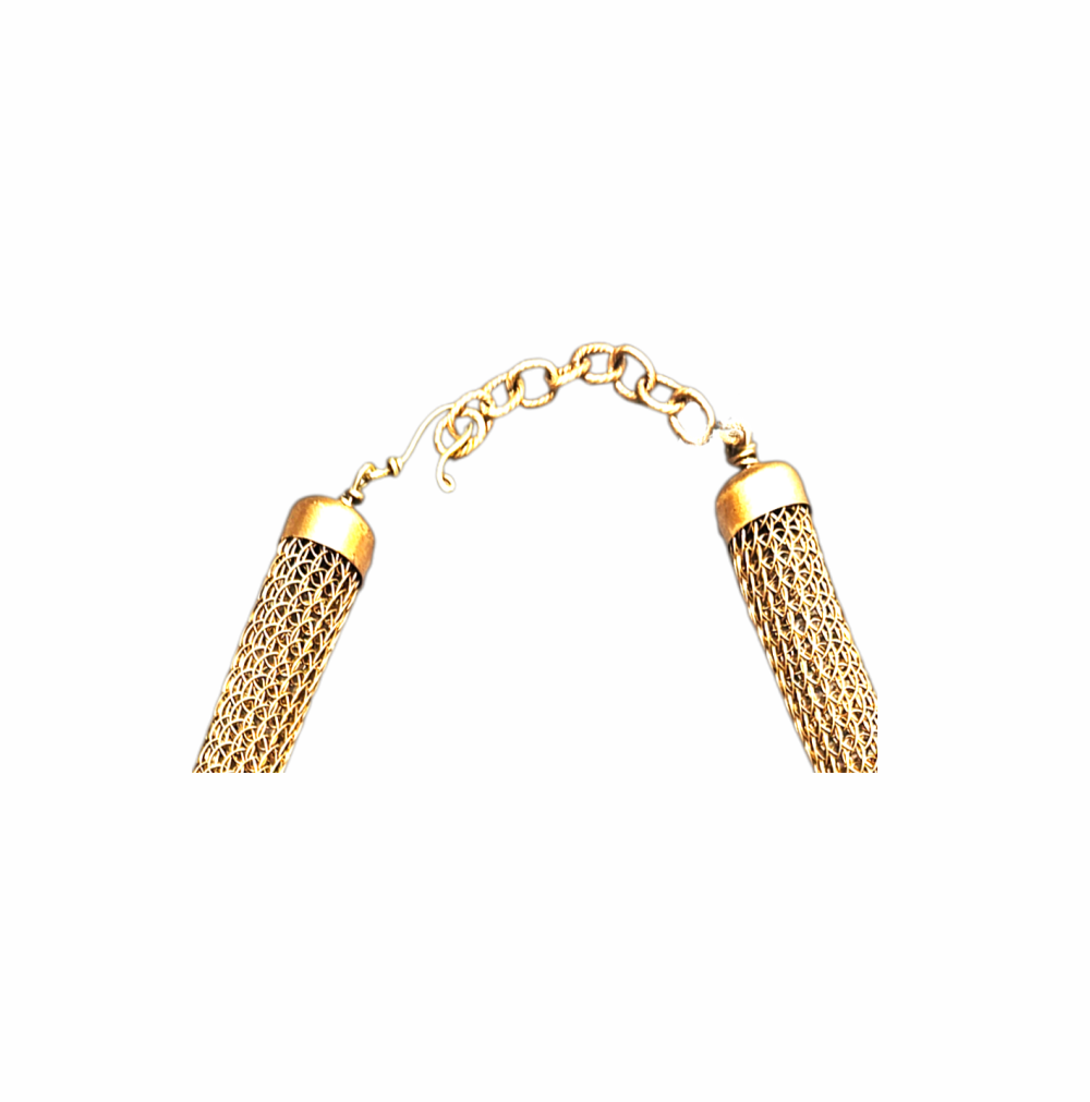 Gold-Tone Tubular Metallic Mesh Necklace - Sarah Cavender