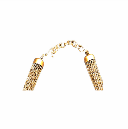 Gold-Tone Tubular Metallic Mesh Necklace - Sarah Cavender