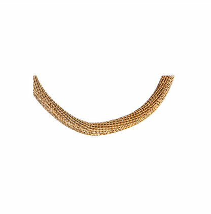 Gold-Tone Tubular Metallic Mesh Necklace - Sarah Cavender