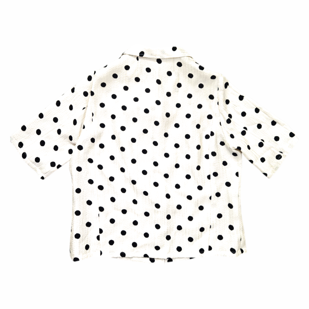 1990s Crinkled Cream Polka Dot Short-Sleeve Shirt - Senatore Moda - Re:Velvet