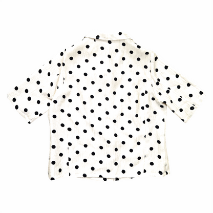 1990s Crinkled Cream Polka Dot Short-Sleeve Shirt - Senatore Moda - Re:Velvet