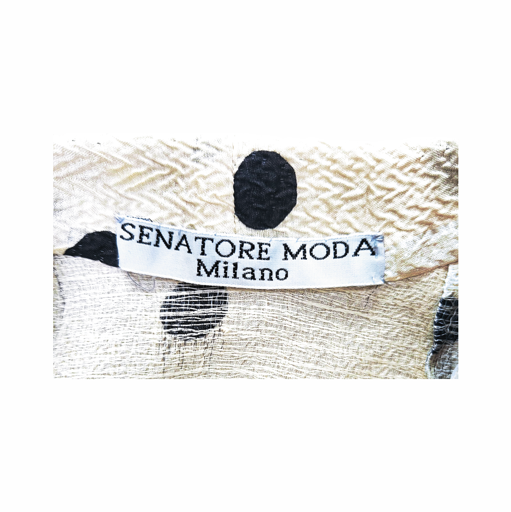 1990s Crinkled Cream Polka Dot Short-Sleeve Shirt - Senatore Moda - Re:Velvet