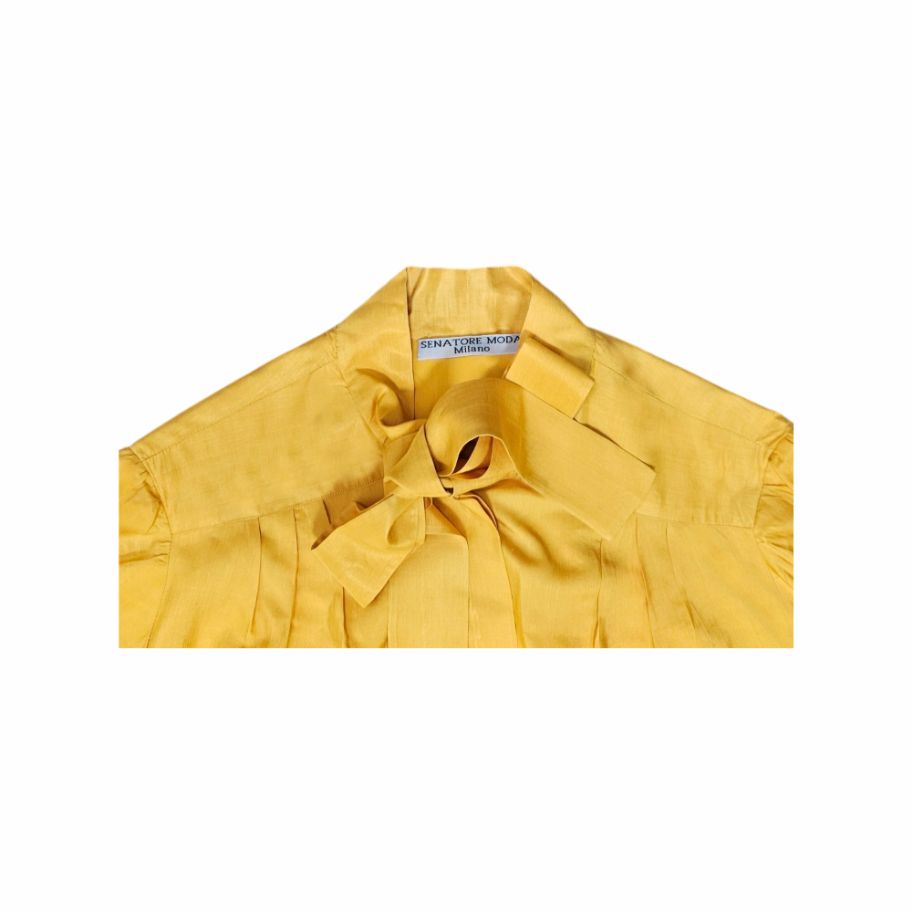 Vintage Silk Lavallière Blouse in Saffron Gold - Senatore Moda - Re:Velvet