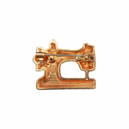 Vintage-Style Enamel Sewing Machine Brooch with Crystal Accents - Re:Velvet
