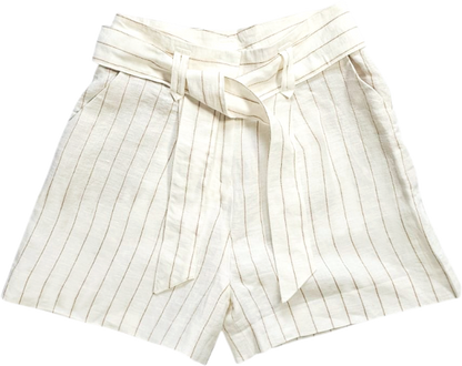 High Waist Belted Linen Shorts - Sézane