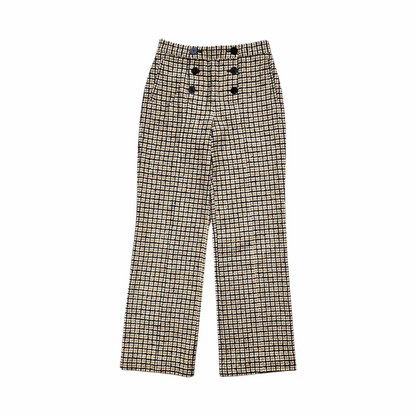 Checked High-Waist Wool Sailor Trousers - Sézane
