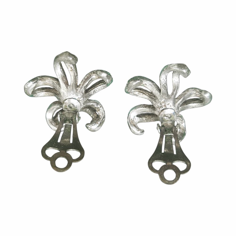 Faux Pearl Flower Clip-On Earrings