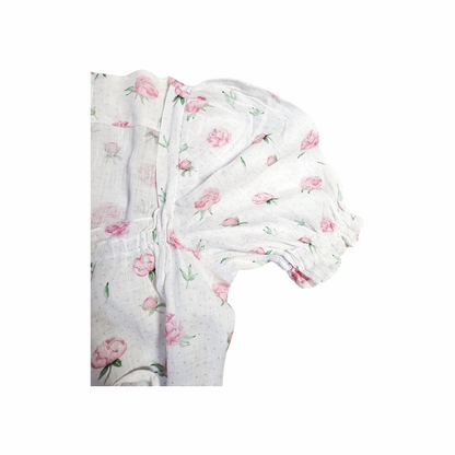 Linen Floral Midi Dress with Corset Lace Detail - Sleeper