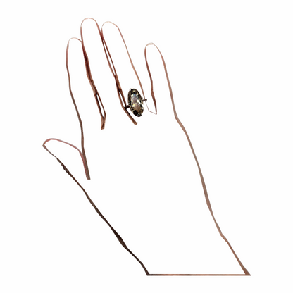 Vintage Sterling Silver Large Smoky Quartz Solitaire Cocktail Ring