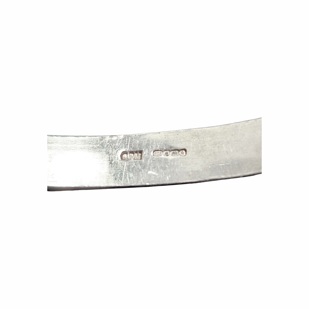 Vintage Minimalist Sterling Silver Bangle with Gold-Tone Accents