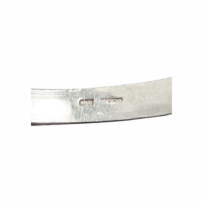 Vintage Minimalist Sterling Silver Bangle with Gold-Tone Accents