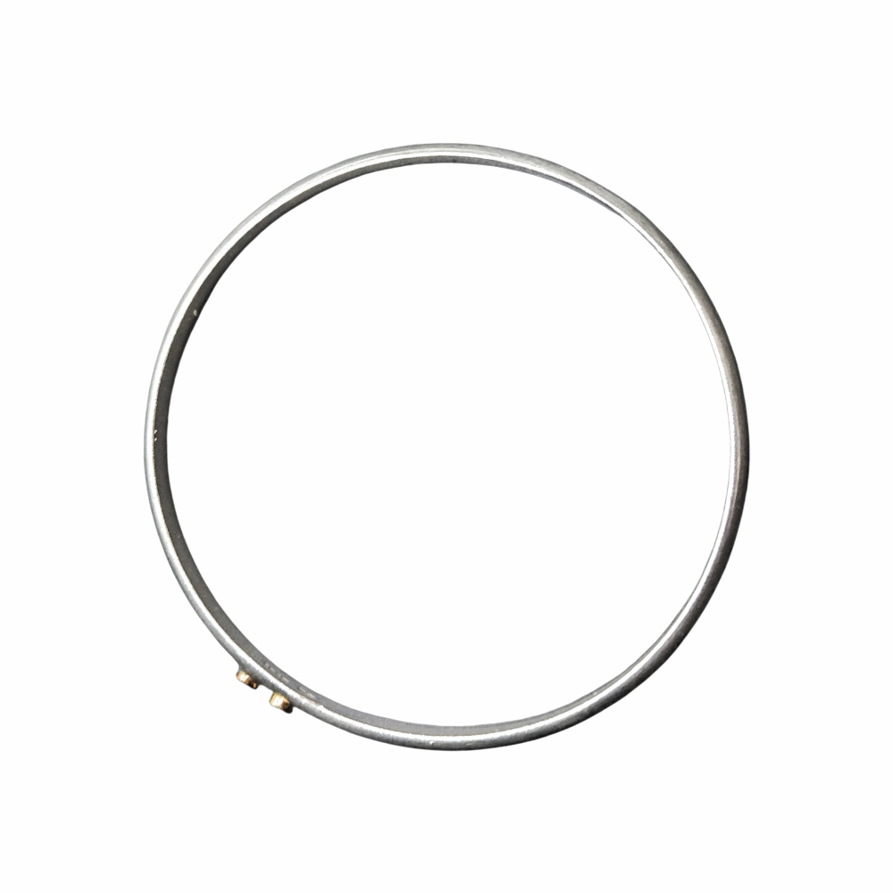 Vintage Minimalist Sterling Silver Bangle with Gold-Tone Accents