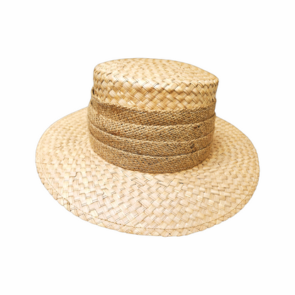 Stormafit Leisure wide-brim straw hat with natural fibre band. British country-style summer hat with structured high crown and neutral woven finish.