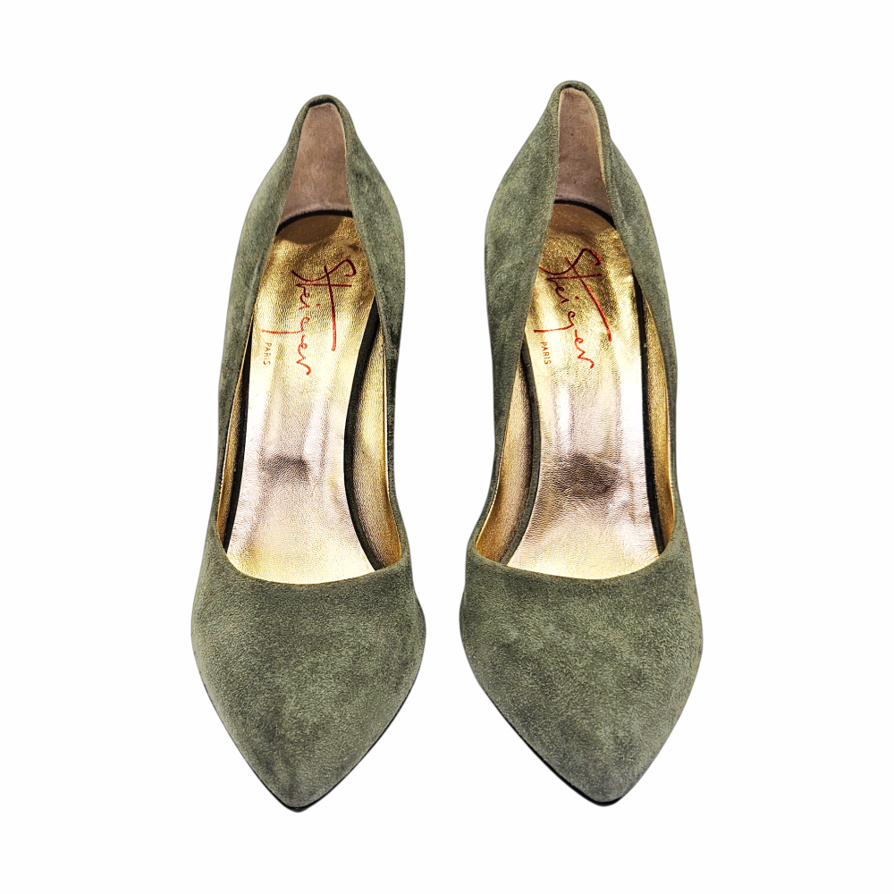 Walter Steiger vintage suede wedges with gold leather Steiger Paris insoles