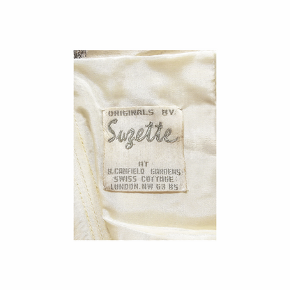 Vintage Off-Shoulder Crinkled Silk Top with Metallic Embroidery - Originals by Suzette
