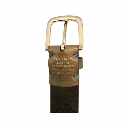 Leather Belt with Gold Buckle & Stud Detailing - Ted Baker