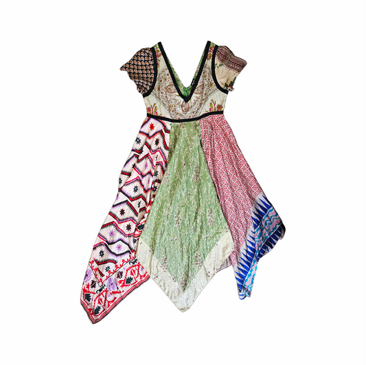 Vintage Silk Patchwork Handkerchief-Hem Dress - Kate Moss x Top Shop