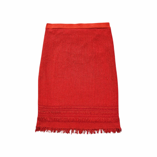 Textured Cotton Pencil Skirt with Frayed Hemline - Tory Burch