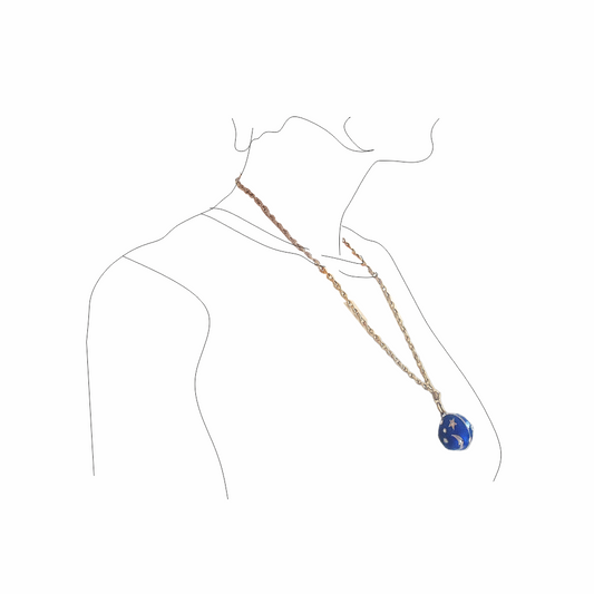 Re:Velvet upstyled vintage Cabouchon Astrology Collection necklace with cobalt-blue enamel celestial pendant and gold-tone chain.