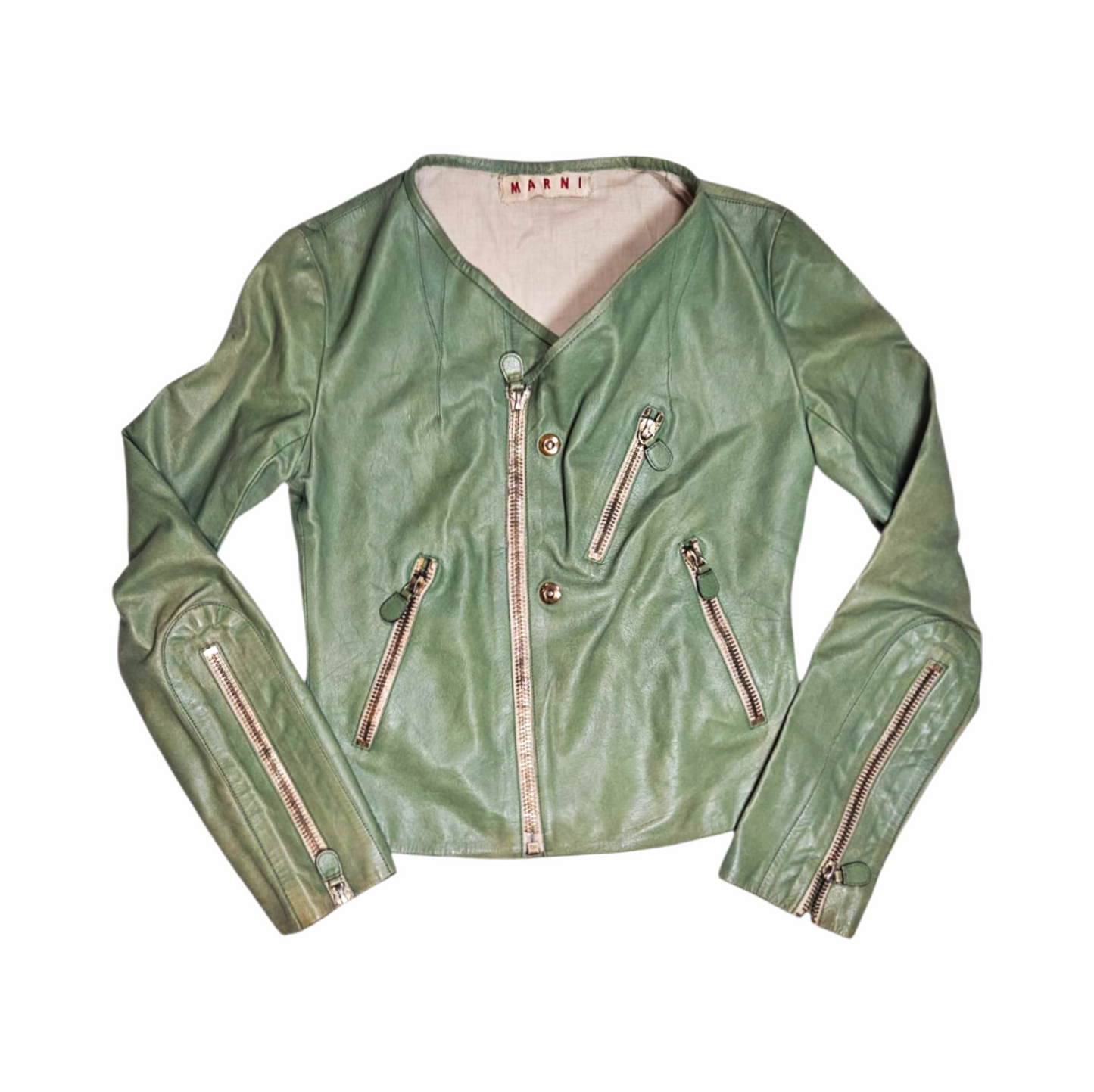 Upstyled Distressed Leather Biker Jacket - Marni