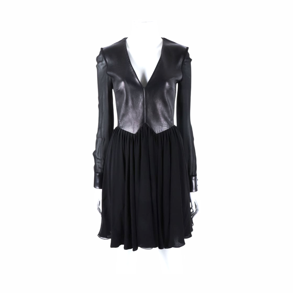 Upstyled via Transformation Leather & Silk Chiffon Top - Saint Laurent