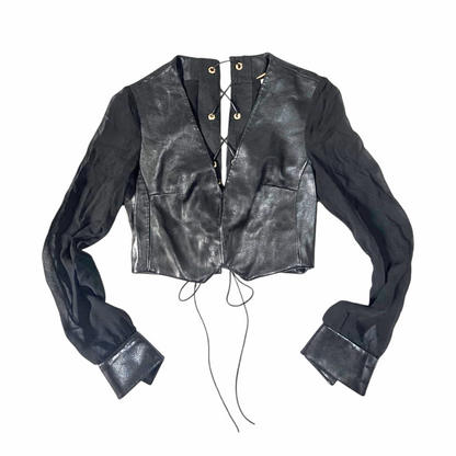 Upstyled via Transformation Leather & Silk Chiffon Top - Saint Laurent
