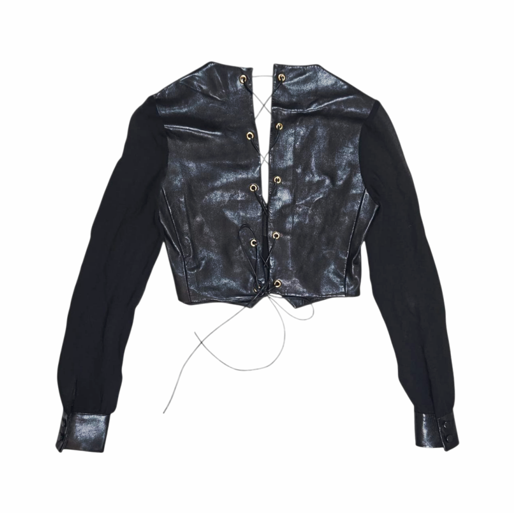 Upstyled via Transformation Leather & Silk Chiffon Top - Saint Laurent