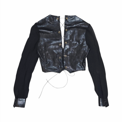 Upstyled via Transformation Leather & Silk Chiffon Top - Saint Laurent