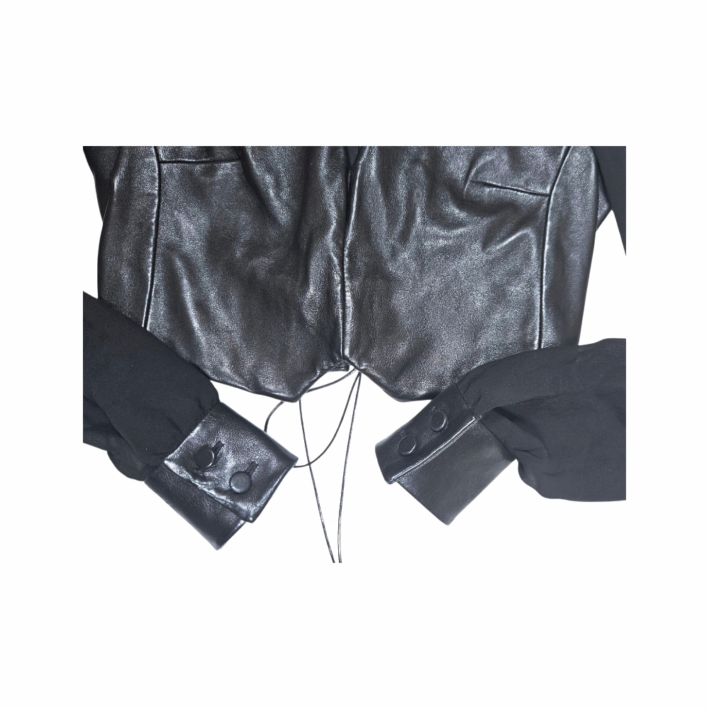 Upstyled via Transformation Leather & Silk Chiffon Top - Saint Laurent