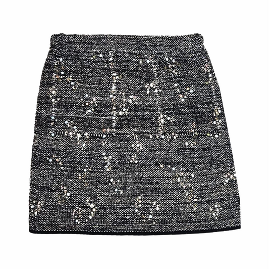 Upstyled Tweed Mini Skirt with Hand‑Beaded Embellishments