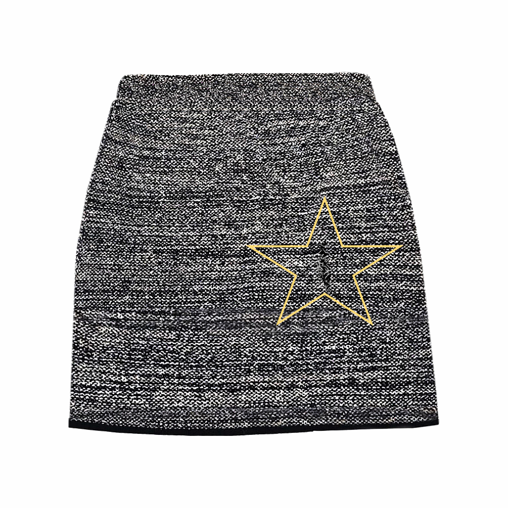 Upstyled Tweed Mini Skirt with Hand‑Beaded Embellishments