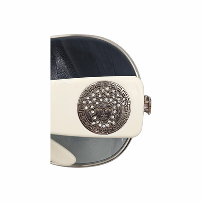 2000s 2061-B Medusa Shield Sunglasses with Crystal Detail - Versace