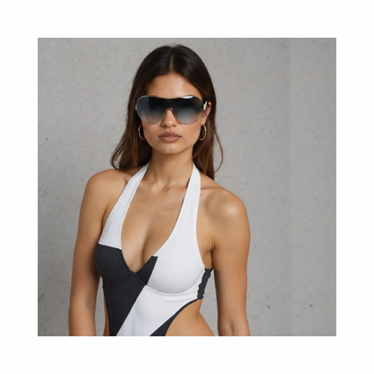 2000s 2061-B Medusa Shield Sunglasses with Crystal Detail - Versace