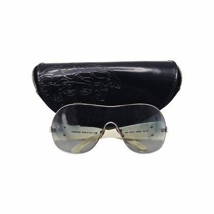 2000s 2061-B Medusa Shield Sunglasses with Crystal Detail - Versace